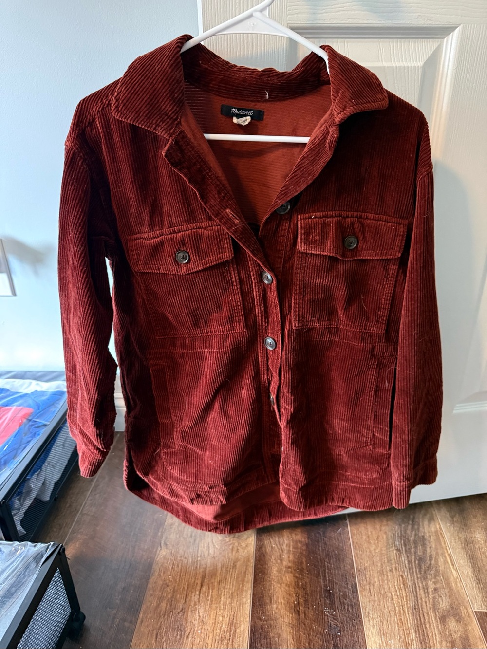 Madewell Corduroy Button-Down Shirt Jacket - Rust Red